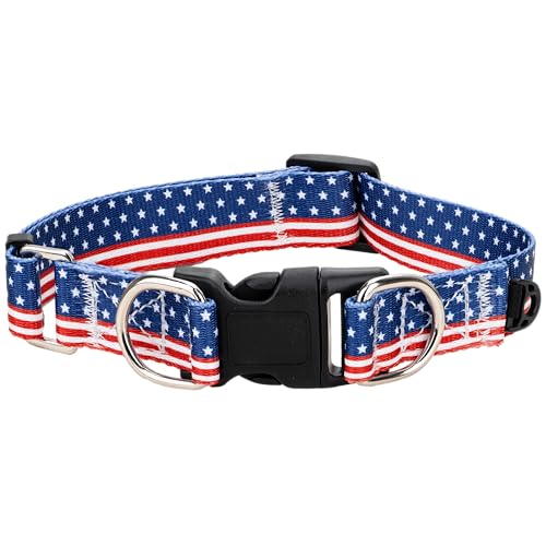 Gyapet Hundehalsband, 4. Juli, amerikanische US-Flagge, Sterne, Streifen, patriotischer Unabhängigkeitstag, blau, rot, weiß, Aufdruck für kleine, mittelgroße und große Hunde, Größe L Gyapet Hundehalsband, 4. Juli, amerikanische US-Flagge, Sterne, Streifen, patriotischer Unabhängigkeitstag, blau, rot, weiß, Aufdruck für kleine, mittelgroße und große Hunde, Größe L von Gyapet
