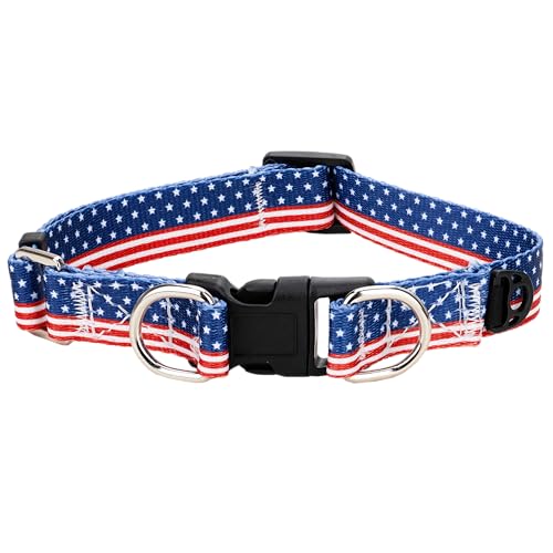 Gyapet Hundehalsband, 4. Juli, amerikanische US-Flagge, Sterne, Streifen, patriotischer Unabhängigkeitstag, blau, rot, weiß, Aufdruck für kleine, mittelgroße und große Hunde, Größe M Gyapet Hundehalsband, 4. Juli, amerikanische US-Flagge, Sterne, Streifen, patriotischer Unabhängigkeitstag, blau, rot, weiß, Aufdruck für kleine, mittelgroße und große Hunde, Größe M von Gyapet