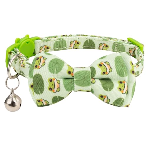 Gyapet Katzenhalsband, Fliege, Sicherheitsglocke, 17,8–27,9 cm, Bär, Cartoon-Muster, Jungen, Mädchen, männlich, weiblich, Kätzchen, Haustier [1 Stück] Frosch von Gyapet