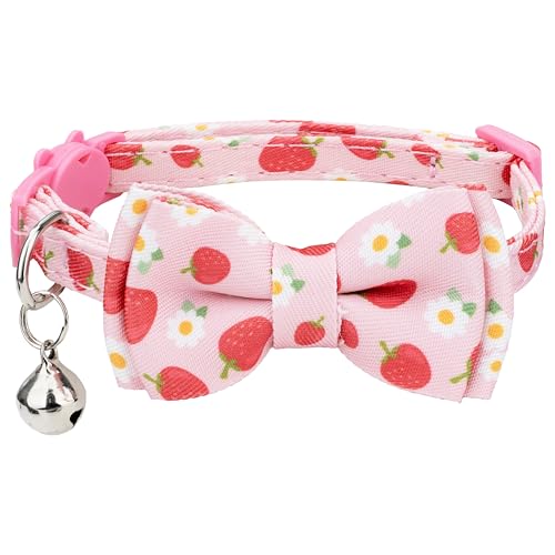 Gyapet Katzenhalsband mit Fliege, abnehmbare Glöckchen-Sicherheitsschnalle, einfarbig, Obstmuster, Kätzchen, kleines Haustier, 17,8–27,9 cm, 1 Stück, Obst-Erdbeere Gyapet Katzenhalsband mit Fliege, abnehmbare Glöckchen-Sicherheitsschnalle, einfarbig, Obstmuster, Kätzchen, kleines Haustier, 17,8–27,9 cm, 1 Stück, Obst-Erdbeere von Gyapet