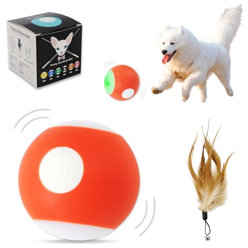 Gytera selbstrollender Ball Hund, Interaktives hundeball elektrisch LED hundespielzeug, smart Active Rolling Ball Hund mit USB-Kabel für Hunde Spielen für langeweile drinnen draußen von Gytera