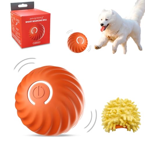 selbstrollender ball hund, Interaktives hundeball elektrisch fernbedienung LED hundespielzeug ball, smart active rolling ball hund mit USB-Kabel für hunde spielen für langeweile drinnen draußen von Gytera