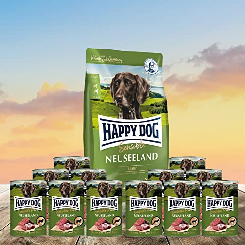 Happy Dog - 1 x 1 kg Neuseeland (Lamm) + 12 x 400 g Dosen Lamm Pur von H D
