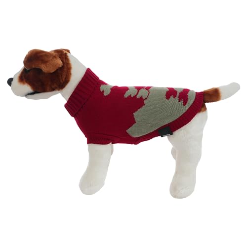 Warme Hundepullover für Kleine und Mittelgroße Hunde, Winterstrickpullover für Hunde und Haustiere - Rot und Grau, S von H HANSEL HOME