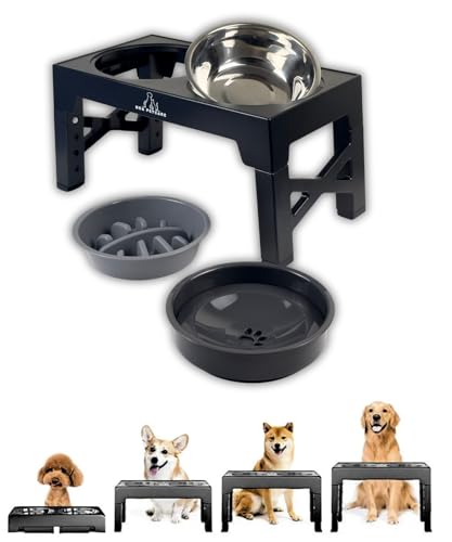 H&A PETCARE 3-in-1 Erhöhter Futternapf für Hunde und Katzen, erhöhter Futternapf mit langsamem Futternapf, auslaufsicherer Wasserspender und 4 verstellbaren Höhen, perfekt für kleine, mittelgroße und H&A PETCARE 3-in-1 Erhöhter Futternapf für Hunde und Katzen, erhöhter Futternapf mit langsamem Futternapf, auslaufsicherer Wasserspender und 4 verstellbaren Höhen, perfekt für kleine, mittelgroße und von H&A PETCARE