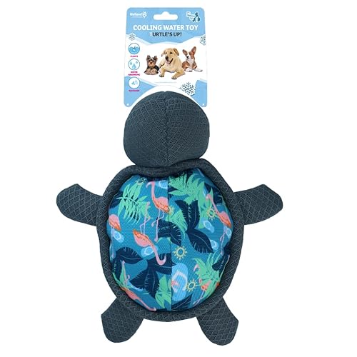 CoolPets Turtle's Up - Kühlendes Hundespielzeug - Hundespielzeug mit Quietsche - Schwimmt auf dem Wasser - 9x35x21 cm - Flamingo-Druck von CoolPets