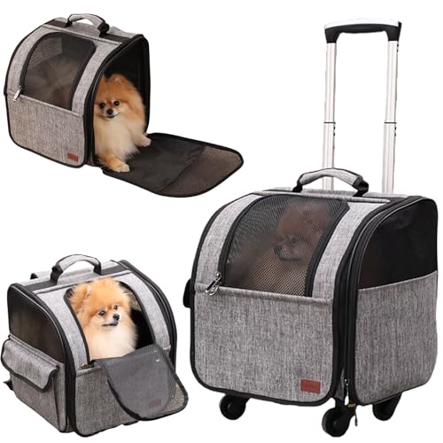H.S.C Haustier-Rucksäcke für kleine Hunde, aus Stoff, abnehmbar, rollbar, weich, mit Rädern, für kleine Tiere wie Kaninchen, Kaninchen, Kätzchen, Welpen, für Reisen H.S.C Haustier-Rucksäcke für kleine Hunde, aus Stoff, abnehmbar, rollbar, weich, mit Rädern, für kleine Tiere wie Kaninchen, Kaninchen, Kätzchen, Welpen, für Reisen von H.S.C PET PRODUCE