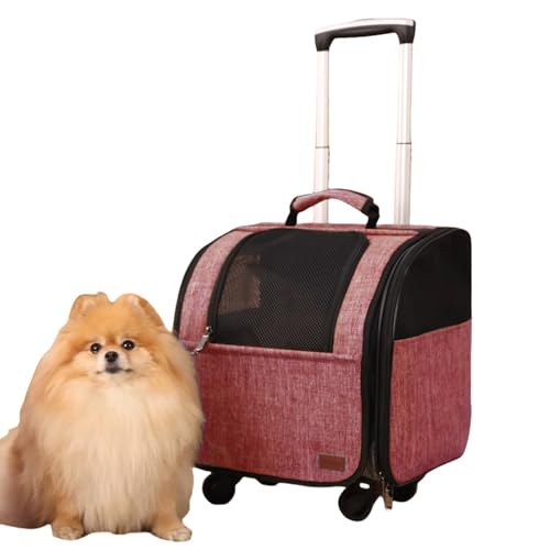 H.S.C Tragetasche für kleine Hunde und Katzen, Stoff, abnehmbar, rollbar, weich, mit Rädern, für kleine Tiere wie Kaninchen, Kaninchen, Kätzchen, Welpen, für Reisen/Wandern, Rosa von H.S.C PET PRODUCE