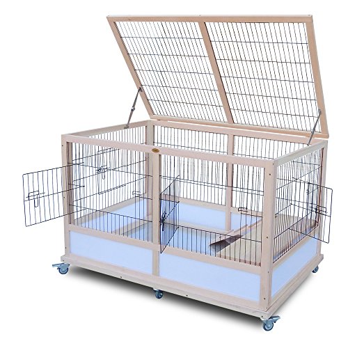 HABAU Kaninchenstall für Innen, Indoorstall aus Naturholz mit Metallgitter und Rollen, 118 x 75 x 79 cm HABAU Kaninchenstall für Innen, Indoorstall aus Naturholz mit Metallgitter und Rollen, 118 x 75 x 79 cm von HABAU