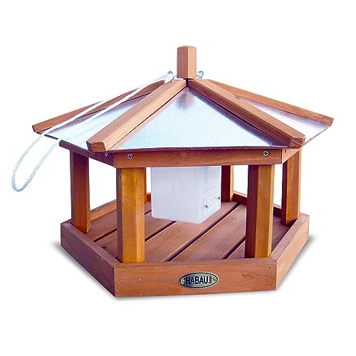 HABAU Vogelhaus Kohlmeiste aus Holz - Futterhaus zum Aufhängen mit Futtersilo von HABAU