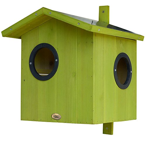 HABAU Eichhörnchenhaus aus Holz, wetterfest & sicher mit Zinkdach, 3 Eingängen & Reinigungsklappe – Artgerechter Nistkasten für Eichhörnchen - Kobel, 30 x 30 x 30 cm von HABAU
