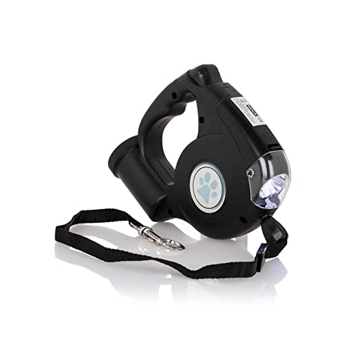 Hundeleine mit LED Licht Kotbeutelspender Beutelspender 5m Hunde Leine bis 25kg Rollleine Schwarz Hundeleine mit LED Licht Kotbeutelspender Beutelspender 5m Hunde Leine bis 25kg Rollleine Schwarz von HAC24