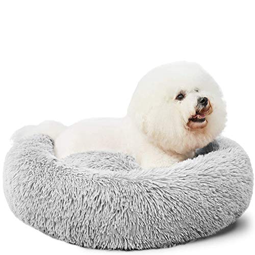 HACHIKITTY Hundebett, beruhigendes Donut-Kuschelbett, für mittelgroße Hunde, flauschig, beruhigendes Hundebett, Größe L, 61 cm von HACHIKITTY