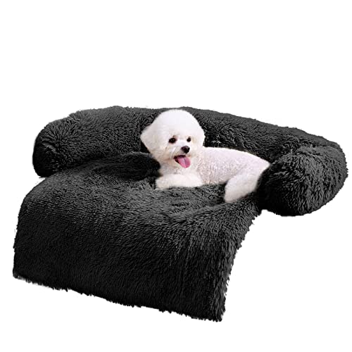 HACHIKITTY Hundesofa Bett Matte Bezug 95cm, Couchbezug Weich Plüsch Beruhigendes Rundes Kuschelkissen, für Möbelschutz Waschbar 95 x 85 x 15 cm (L x B x H) von HACHIKITTY