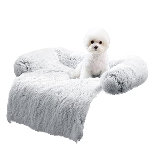 HACHIKITTY Hundesofa Bettmattenbezug Weicher Plüsch, Couchbezug für Hunde Hundematte für Möbelschutz Haustier Sofa Matte für Hunde, Hundemöbel Bett Sofakissen Waschbar Hundebettmatten (Groß, Grau) von HACHIKITTY