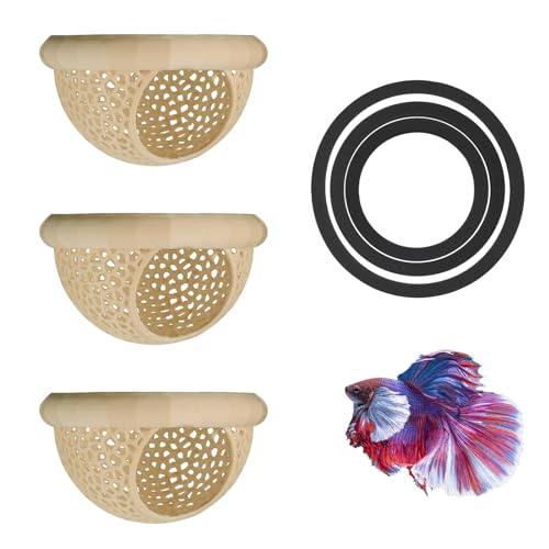 HACRAHO Betta-Zwiebelversteck, schwimmendes Betta-Versteck und Garnelen-Höhle, Entengras, Isolation, kreisförmig, für Fische, Aquarium, Ornament, Futterring und Ruheplatz für Garnelen und kleine von HACRAHO