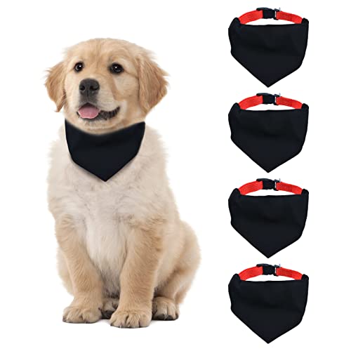 HACRAHO Blanko Hunde-Bandana, 4 Stück schwarzes Bandana-Halsband für Haustiere mit schnell lösbarer Schnalle für kleine Hunde und Katzen, Schwarz L von HACRAHO