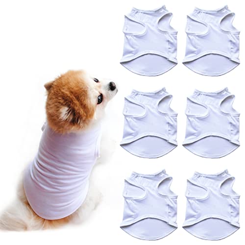 HACRAHO Blanko-Hunde-Shirts, 6 Stück, weiße Sommerweste, Hundekleidung, weiche Hunde-T-Shirts für DIY für Hunde und Katzen, Größe XL von HACRAHO