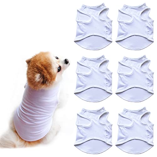 HACRAHO Blanko-Hunde-Shirts, Polyester, blanko, weich, atmungsaktiv, für Hunde, Größe XXL, 6 Stück von HACRAHO