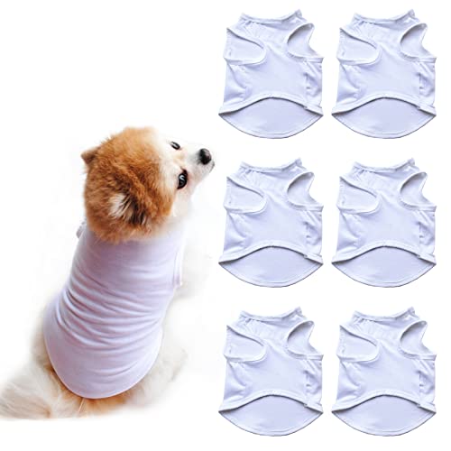 HACRAHO Hunde- und Katzen-Shirts aus weichem Polyester, Größe M, Uni, einfarbig, DIY, Hochzeit, alle Jahreszeiten, 4,5–11,3 kg, 6 Stück von HACRAHO