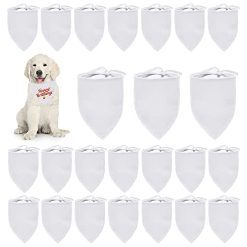 HACRAHO Blanko-Hundehalstücher, 24 Stück, weiß, Dreiecks-Lätzchen, Schal, DIY, Polyester, Hundehalstuch für kleine, mittelgroße und große Hunde von HACRAHO