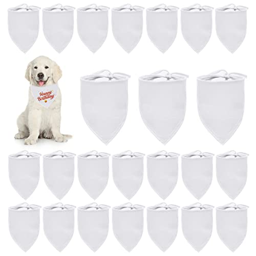 HACRAHO Blanko-Hundehalstücher, 24 Stück, weiß, Dreiecks-Lätzchen, Schal, DIY, Polyester, Hundehalstuch für kleine, mittelgroße und große Hunde von HACRAHO