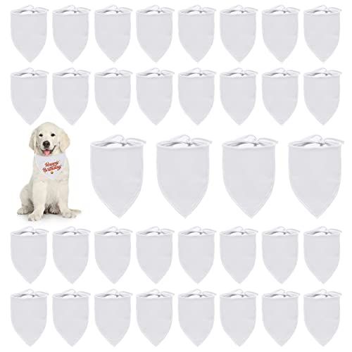 HACRAHO Blanko-Hundehalstücher, 36 Stück, solides Haustier-Dreieck-Schal, weiß, DIY-Dreieck-Hundehalstuch für kleine, mittelgroße und große Hunde von HACRAHO