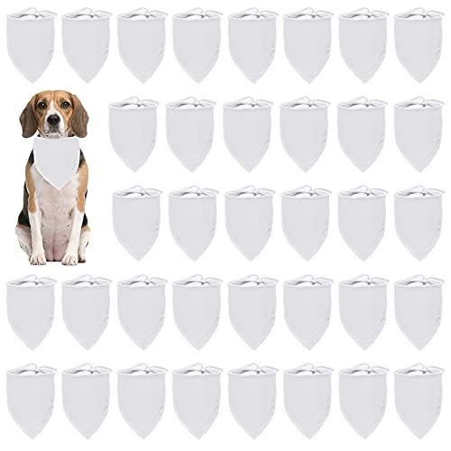 HACRAHO Blanko-Hundehalstücher, 36 Stück, zum Selbermachen, Haustierhalstücher, weiße Dreieck-Lätzchen, Schal für kleine und mittelgroße Hunde von HACRAHO
