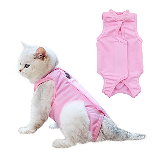 HACRAHO Cat Surgery Recovery Suit, 1 Packung Rosa Weiche Baumwolle Katzenerholungsanzug Atmungsaktiv E-Halsband Alternative für Katzen und Hunde, L von HACRAHO