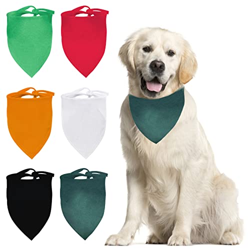 HACRAHO Dreieckstuch für Haustiere, 6 Stück, verschiedene Farben, DIY-Hunde-Schal, Baumwolle, Dreiecks-Lätzchen für kleine, mittelgroße Hunde von HACRAHO