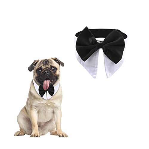 HACRAHO Hunde-Smoking-Fliege, formelles Haustier-Fliegenhalsband, verstellbar, für Hunde, Smoking, Hochzeitskostüm, Halsband mit Fliege für Hunde und Katzen, Halsumfang 40,6–45,7 cm von HACRAHO