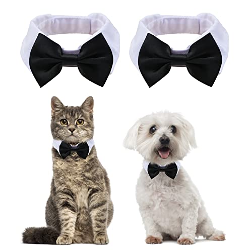 HACRAHO Formelles Haustier-Fliegenhalsband, 2 Stück, weiß-schwarz, formelle Fliege, Haustierkostüm, Halsband mit Fliege für kleine Hunde, Katzen, Welpen, Hochzeit, Geburtstag, Party, S HACRAHO Formelles Haustier-Fliegenhalsband, 2 Stück, weiß-schwarz, formelle Fliege, Haustierkostüm, Halsband mit Fliege für kleine Hunde, Katzen, Welpen, Hochzeit, Geburtstag, Party, S von HACRAHO