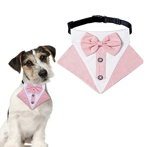HACRAHO Formelles Smoking-Hundehalstuch für Hunde, 1 Stück, rosafarbenes Hundehalsband für Hochzeiten mit Fliege, verstellbares formelles Smoking-Hundehalstuch mit Halsband für kleine Hunde, S von HACRAHO