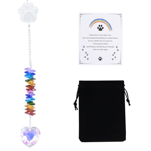 HACRAHO Gedenk-Sonnenfänger für Haustiere, 1 Stück, hängende Hundepfote, Gedenkgeschenk, durchdachte Hunde und Katzen, Erinnerungs-Sonnenfänger für Haustierverlust von HACRAHO
