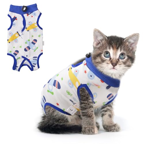 HACRAHO Genesungsanzug für Katze, 1 Stück, atmungsaktives Schutzshirt für Katzen, atmungsaktiv, E-Halsband, Alternative für Katzen und Welpen, L von HACRAHO