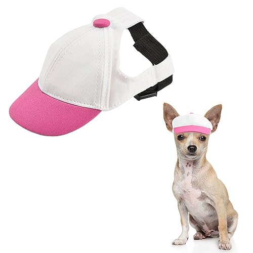HACRAHO Haustier-Baseballmütze, 1 Stück Sonnenschutzkappe Für Hunde, Mit Ohrlöchern Und Riemen Hundemützen Für Kleine Hunde, Welpen Und Katzen, M von HACRAHO