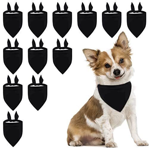 HACRAHO Haustier-Halstuch, Dreieckstuch für Hunde und Katzen, verstellbar, Schwarz, 12 Stück von HACRAHO