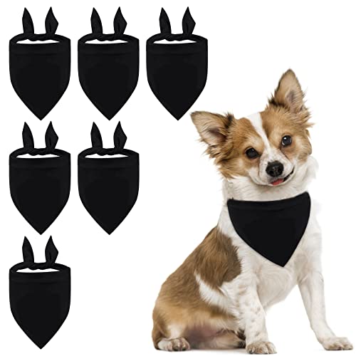HACRAHO Haustier-Halstuch, Dreieckstuch für Hunde und Katzen, verstellbar, Schwarz, 6 Stück von HACRAHO