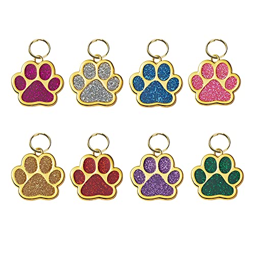 HACRAHO Haustier-ID-Tags, 8 Stück Zinklegierung, graviert, Namensschilder für Hunde, goldene Pfotenabdrücke, Hunde-Namensschilder mit 8 Schlüsselringen für Katzen, Hunde, Welpen, Pfotenform HACRAHO Haustier-ID-Tags, 8 Stück Zinklegierung, graviert, Namensschilder für Hunde, goldene Pfotenabdrücke, Hunde-Namensschilder mit 8 Schlüsselringen für Katzen, Hunde, Welpen, Pfotenform von HACRAHO