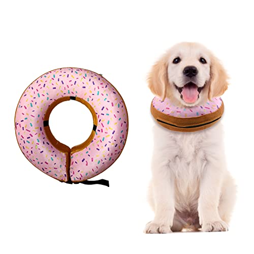 HACRAHO Haustier-Kegelhalsband nach Operationen, 1 Packung Donut-Schutz-Haustier-Aufblasbares Halsband, weiches Haustier-Genesungs-Halsband mit verstellbarer Schnalle für Hunde von HACRAHO