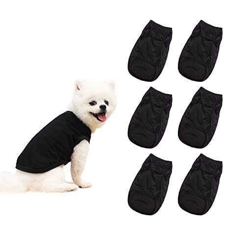 HACRAHO Hemd für Hunde, leere Kleidung, 6 Stück, weißes T-Shirt für Hunde, schwarz, ohne Ärmel, atmungsaktiv, Kleidung für Hemden für große Hunde, XXL von HACRAHO