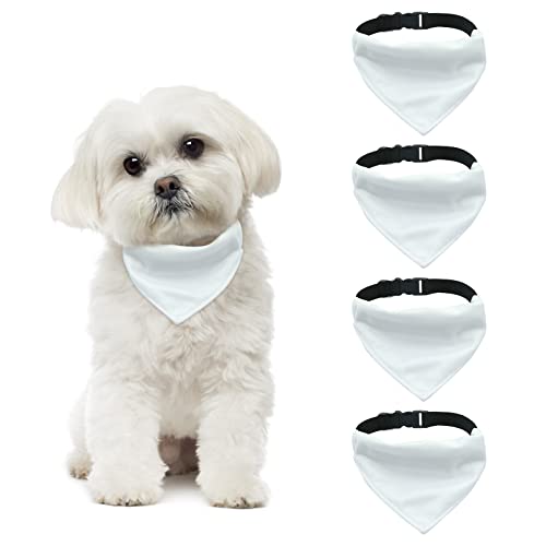 HACRAHO Hunde-Bandana-Halsband, 4 Stück, blanko, DIY, Dreiecksschal, verstellbar, Sublimation, doppelseitig, Hundehalstücher mit D-Ring für Hunde, M von HACRAHO