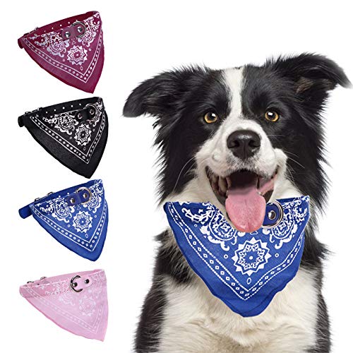 HACRAHO Hunde-Bandana-Halsband, 4 Stück Verstellbares Hunde-Bandana-Halsband Haustier Dreieck-Lätzchen Lederhalsband für kleine mittelgroße Hunde, Lila, Rosa, Blau, Schwarz, M HACRAHO Hunde-Bandana-Halsband, 4 Stück Verstellbares Hunde-Bandana-Halsband Haustier Dreieck-Lätzchen Lederhalsband für kleine mittelgroße Hunde, Lila, Rosa, Blau, Schwarz, M von HACRAHO