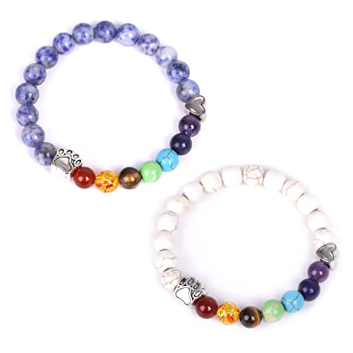 HACRAHO Dog Memorial Perlen und Brosche Set, 2 Stück Hunde Katzen Sympathie Schmuck Armband Stein Perlen Hund Memorial Geschenk für Tierbesitzer Hundeliebhaber Geschenk von HACRAHO