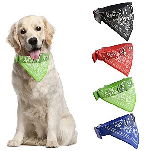 HACRAHO Hunde-Halstuch-Halsband, 4 Stück Katzenhalsband mit Bandanatuch Hunde Halsband mit Tuch Halstuch Bandana für Hund Katze Haustier Verstellbar von HACRAHO