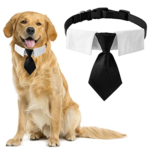HACRAHO Hunde-Krawatte, 1 Packung Hunde-Smoking-Halsband mit schwarzer Krawatte, verstellbares Hundehalsband mit Schnellverschluss-Schnalle (L) von HACRAHO
