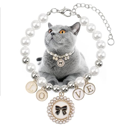 HACRAHO Hunde-Perlenhalsbänder, 1 Packung Haustier-Perlenkette Hund Prinzessin Niedliches Halsband Welpenzubehör Katzenschmuck Perlen-Umhängeband für Hund Katze, S von HACRAHO