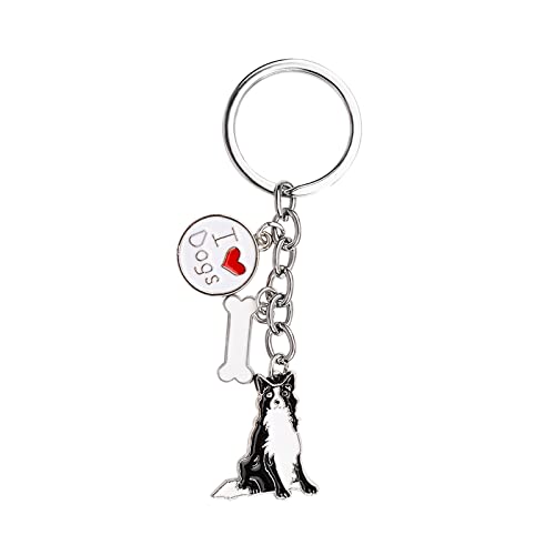 HACRAHO Hunde-Schlüsselanhänger, 1 Stück, Border Collie, Knochenanhänger, Wasserdicht, Unisex-Erwachsene, Schwarz und Weiß HACRAHO Hunde-Schlüsselanhänger, 1 Stück, Border Collie, Knochenanhänger, Wasserdicht, Unisex-Erwachsene, Schwarz und Weiß von HACRAHO