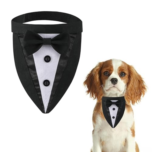 HACRAHO Hunde-Smoking-Halstuch, 1 Stück, Hunde-Hochzeits-Halstuch, verstellbar, für formelle Haustier-Party, Smoking, Geburtstags-Outfit, Geschenke für kleine Hunde, Größe S von HACRAHO