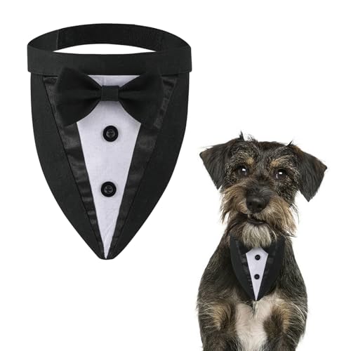 HACRAHO Hunde-Smoking-Halstuch, 1 Stück Hunde-Smoking-Halstuch, 1 Packung verstellbares Hunde-Hochzeits-Bandana, Halsband mit Schleife, Haustier-Party, Verlobungsgeschenke, Valentinstag, Cosplay für von HACRAHO